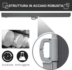 Frangivista da Giardino Estensibile 300x180A cm Poliestere Anti UV e Alluminio Grigio...