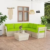 Set Divani da Giardino su Pallet 6 pz con Cuscini Legno Abete cod mxl 40638