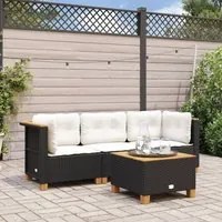 Divano da Giardino a 3 Posti con Cuscini Nero in Polyrattan 365917