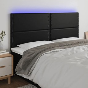 Testiera A Led Nera 160x5x118/128 Cm İn Similpelle /