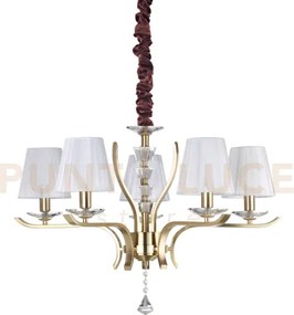 Pegaso lampadario 5 luci attacco e14 con paralume bianco finitura o...