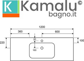 Lavabo da incasso per mobili 120 cm in solid surface | KLIT1200S - KAMALU