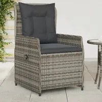 Sedie da Giardino Reclinabili 2 pz Grigio Polyrattan 368654