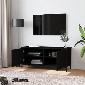 Mobile porta tv con ante nero 102x35x45 cm in legno multistrato