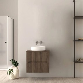 Mobile bagno noce 60 cm cannettato per lavabo da appoggio Palermo