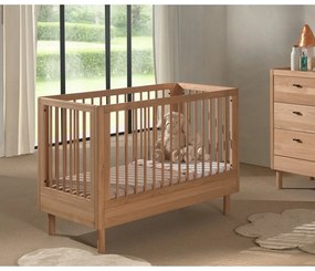 Lettino di colore naturale in rovere massiccio con altezza regolabile 60x120 cm Forrest – Vipack