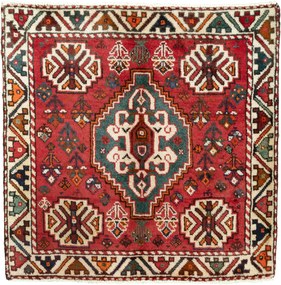 Shiraz Tappeto 70x70 Rosso (Iran) Annodato A Mano