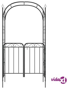 vidaXL Arco da Giardino con Cancello Nero 108x45x235 cm Acciaio