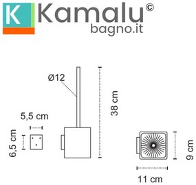 Kamalu - portascopino wc design quadrato sospeso in acciaio inox finitura satinata| kam820sc