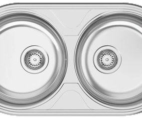 Lavello semincasso 2 vasche con gocciolatoio laterale destro o sinistro RODI Dueto inox L 44.4 x L 84.7 x P 14.5 cm argento