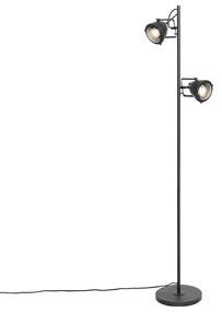 Lampada da terra industriale nera 2 luci - Emado