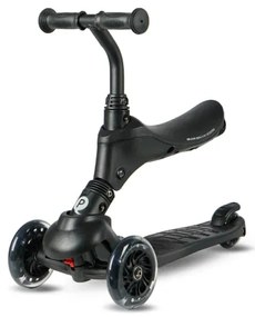 QPlay - Monopattino per bambini con ruote LED 5 in 1 SEMA PRO nero