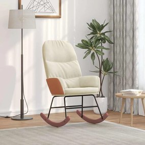 Sedia A Dondolo İn Velluto Crema Bianco /
