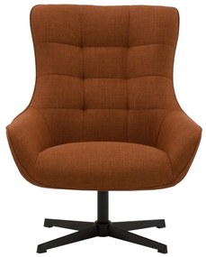 Poltrona girevole CARTAGENA in tessuto terracotta e base in metallo nero