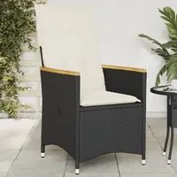 Sedia Reclinabile da Giardino con Cuscini Nera in Polyrattan 365643