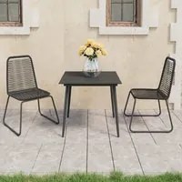 Set da Pranzo da Giardino 3 pz in Rattan PVC Nero 3060112