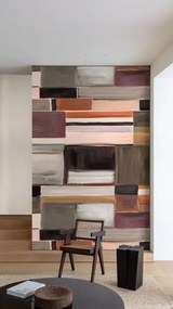 Fotomurale GRANDECOLIFE Blocchi, arancio, prugna, grigio 371X280 cm