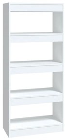 Libreria/Divisorio Bianco Lucido 60x30x135 cm Legno Multistrato