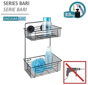 Mensola a muro nera a due livelli per il bagno Vacuum-Loc® Pavia Bari - Wenko