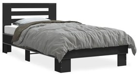 Giroletto Nero 90x190 Cm İn Legno Multistrato E Metallo /
