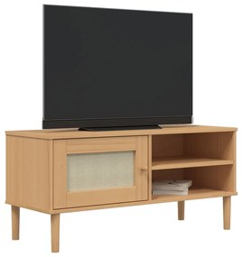 Mobile tv senja aspetto rattan marrone 106x40x49 massello pino