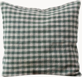 Copricuscino in lino Forest Green Gingham