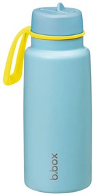 Bottiglia termica in acciaio inox con cannuccia 1l - blu chiaro/giallo