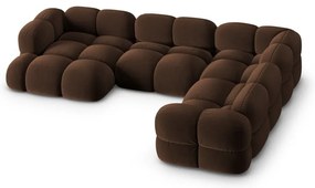 Divano angolare marrone scuro (con penisola a destra/a U) con rivestimento in velluto Loretto – Cosmopolitan Design