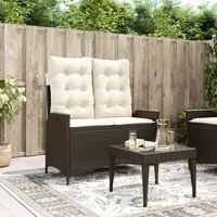 Panca Reclinabile da Giardino con Cuscini Marrone in Polyrattan 368237