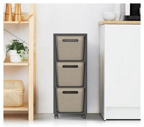 Scaffale mobile in plastica nero/beige 30x77 cm Brisen - Rotho