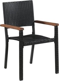 Set da Pranzo da Giardino 7 pz in Polyrattan e Acacia Nero