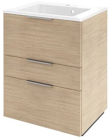 Mobile sottolavabo e lavabo Neo per vasca centrale rovere naturale L 60 x H 50 x P 60 cm 3 cassetti