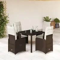 Set Bistr da Giardino 5 pz con Cuscini in Polyrattan Marrone 3277065