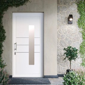 Portoncino d'ingresso DOLCETTI in PVC pannello bugnato mod.197 L 90 x H 210 cm in PVC bianco, apertura spingere a sinistra, falso telaio non incluso