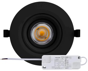 Faro LED da Incasso 44W Orientabile Rotondo Foro Ø160mm Nero Philips Certadrive 140lm/W Colore Bianco Naturale 4.000K