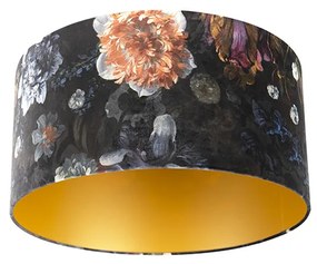 Paralume in velluto con design floreale 50/50/25 interno dorato