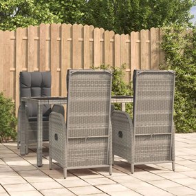 Set Da Pranzo Da Giardino 5 Pz Con Cuscini İn Polyrattan Grigio /