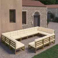 Set Divani da Giardino 13 pz Cuscini Miele in Massello di Pino 3077247