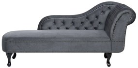 Chaise longue destra in velluto grigio NIMES Beliani