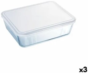 Portapranzo Rettangolare con Coperchio Pyrex Cookfreeze 28 x 23 x 10 cm 4,2 L Trasparente Vetro Silicone (3 Unità)