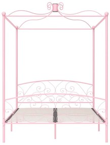 Giroletto a baldacchino rosa in metallo 180x200 cm