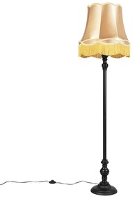 Lampada da terra nera con paralume Granny dorato - Classico