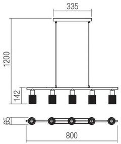 Redo 04-509 - Lampadario sospeso a cavo VERTIGO 5xE14/28W/230V cromo lucido/bianco