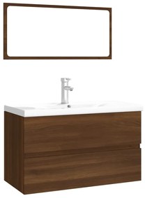 Set mobili da bagno rovere marrone in legno multistrato