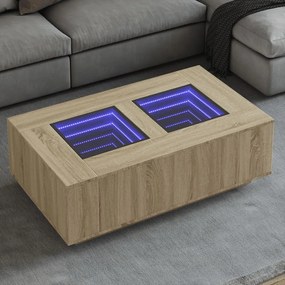 Tavolino da salotto con led infinity rovere sonoma 116x69x40 cm