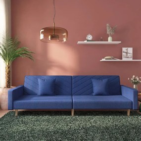 Divano Letto A 2 Posti Con 2 Cuscini Blu İn Tessuto /
