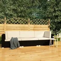 Set Divani da Giardino 3 pz con Cuscini in Polyrattan Nero 47264