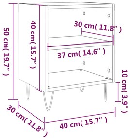 Comodini Rovere Fumo 2 pz 40x30x50 cm in Legno Multistrato