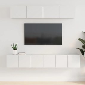 Set Di Mobili Porta Tv 5 Pz Bianco İn Legno Multistrato /