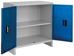 Armadio basso Pratiko A in acciaio, grigio e blu L 80 x H 80 x P 40 cm, 2 ante, da interno